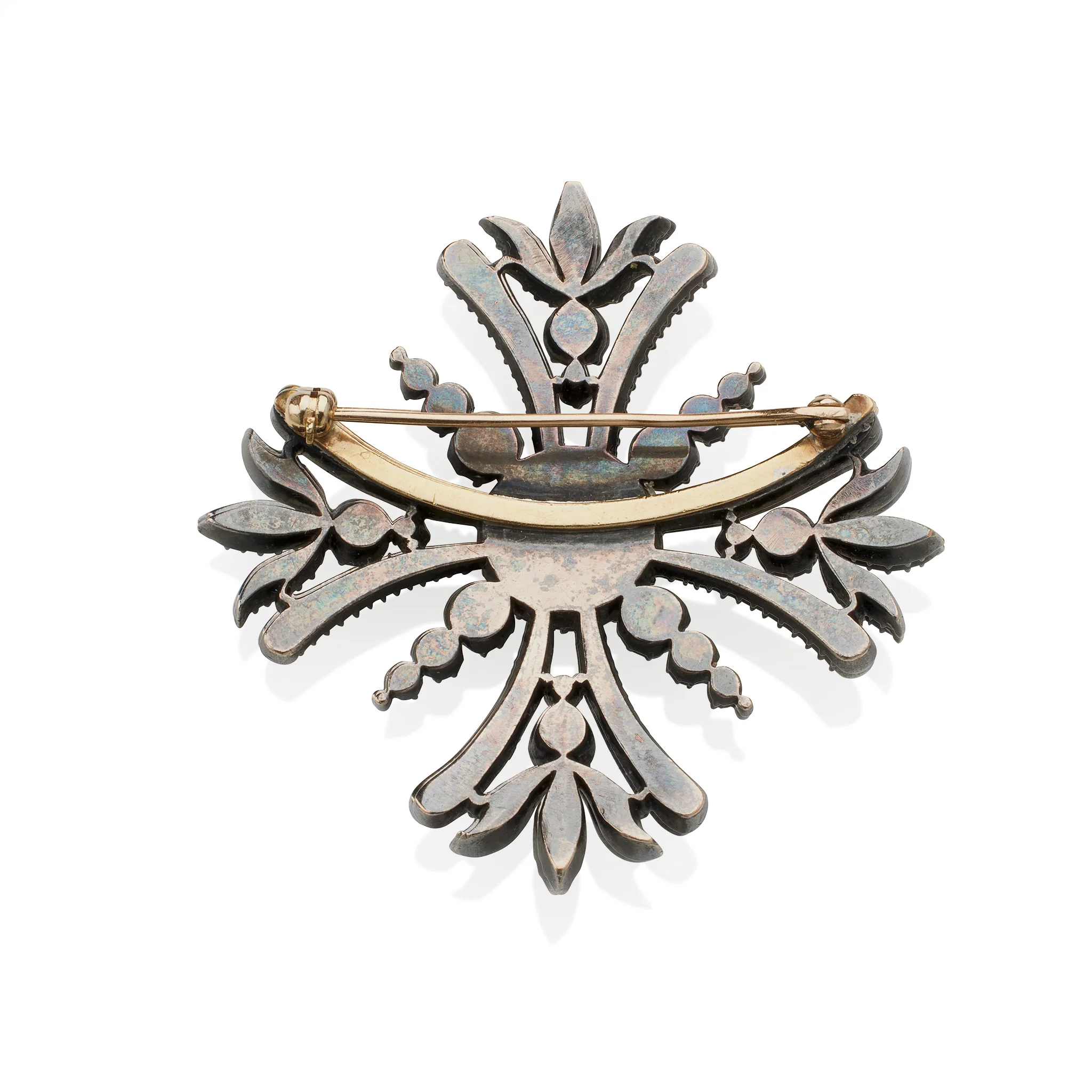 Old Mine-cut Diamond Maltese Cross Brooch - Image 4