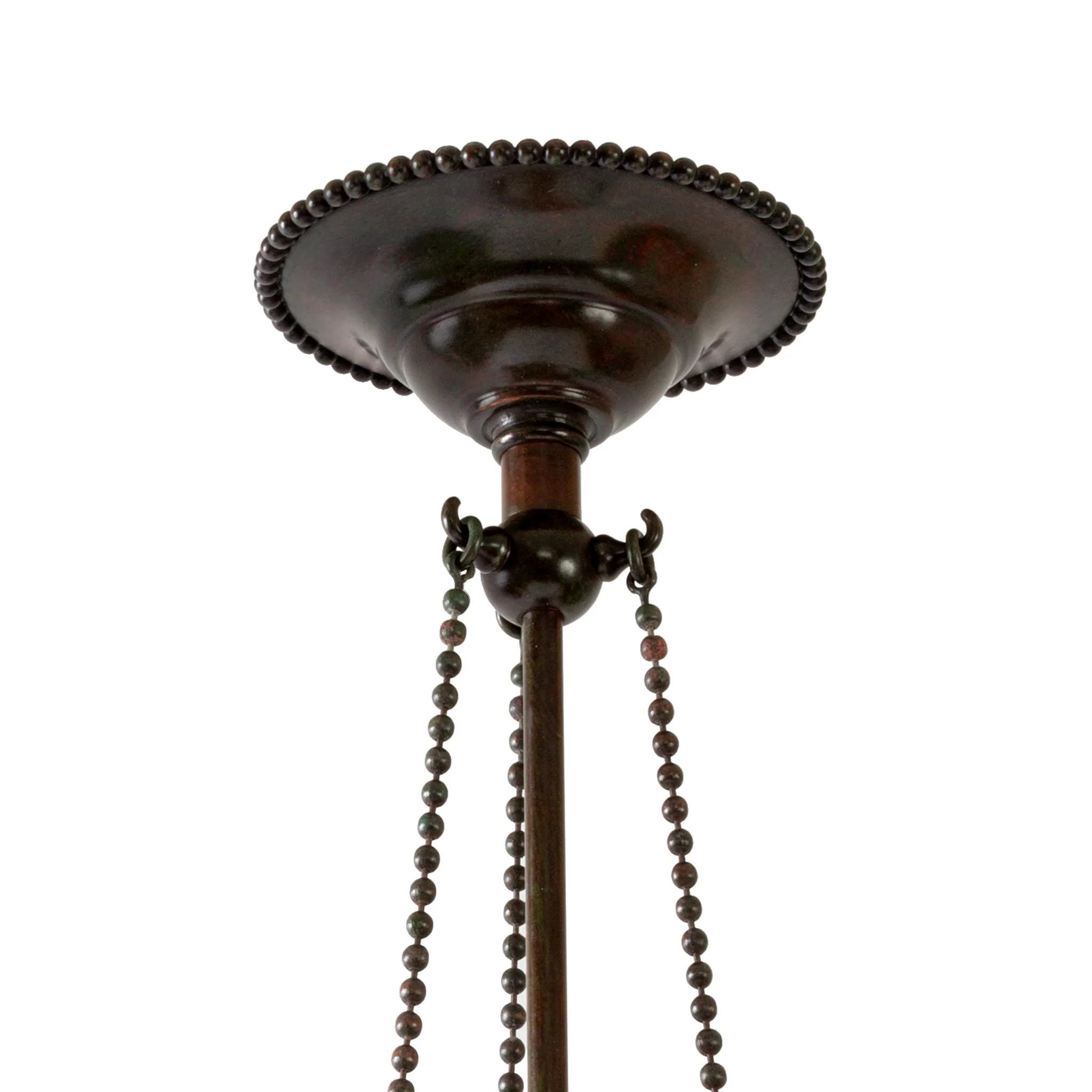 Pair of Tiffany Studios New York "Globe" Glass and Bronze Chandeliers - Image 4