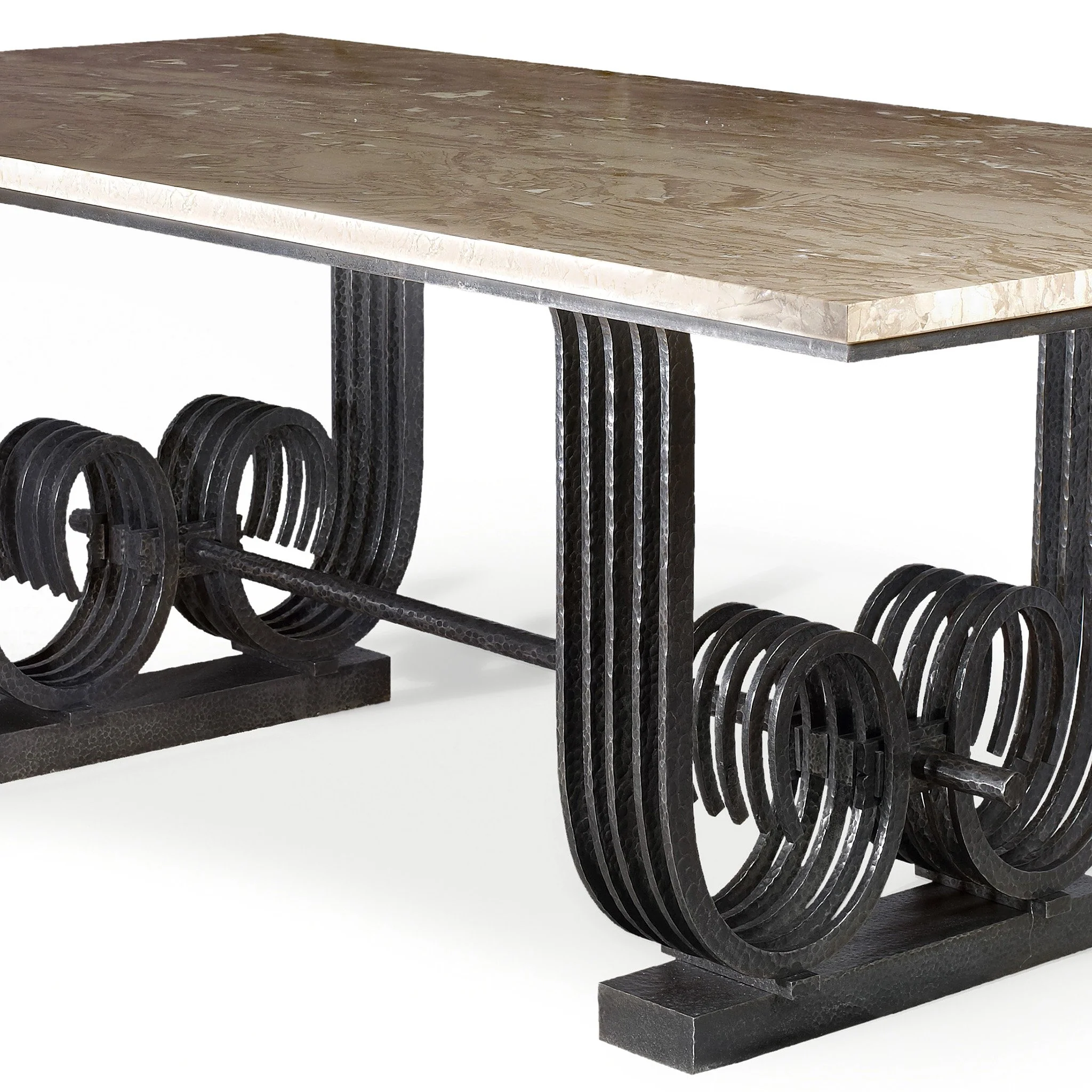 Raymond Subes Wrought Iron and Marble Table - Image 4