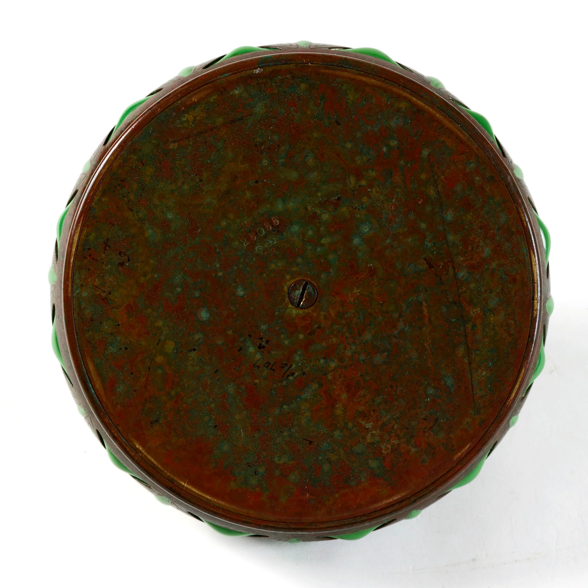 Tiffany Studios New York Bronze and Green Glass Inkwell - Image 4