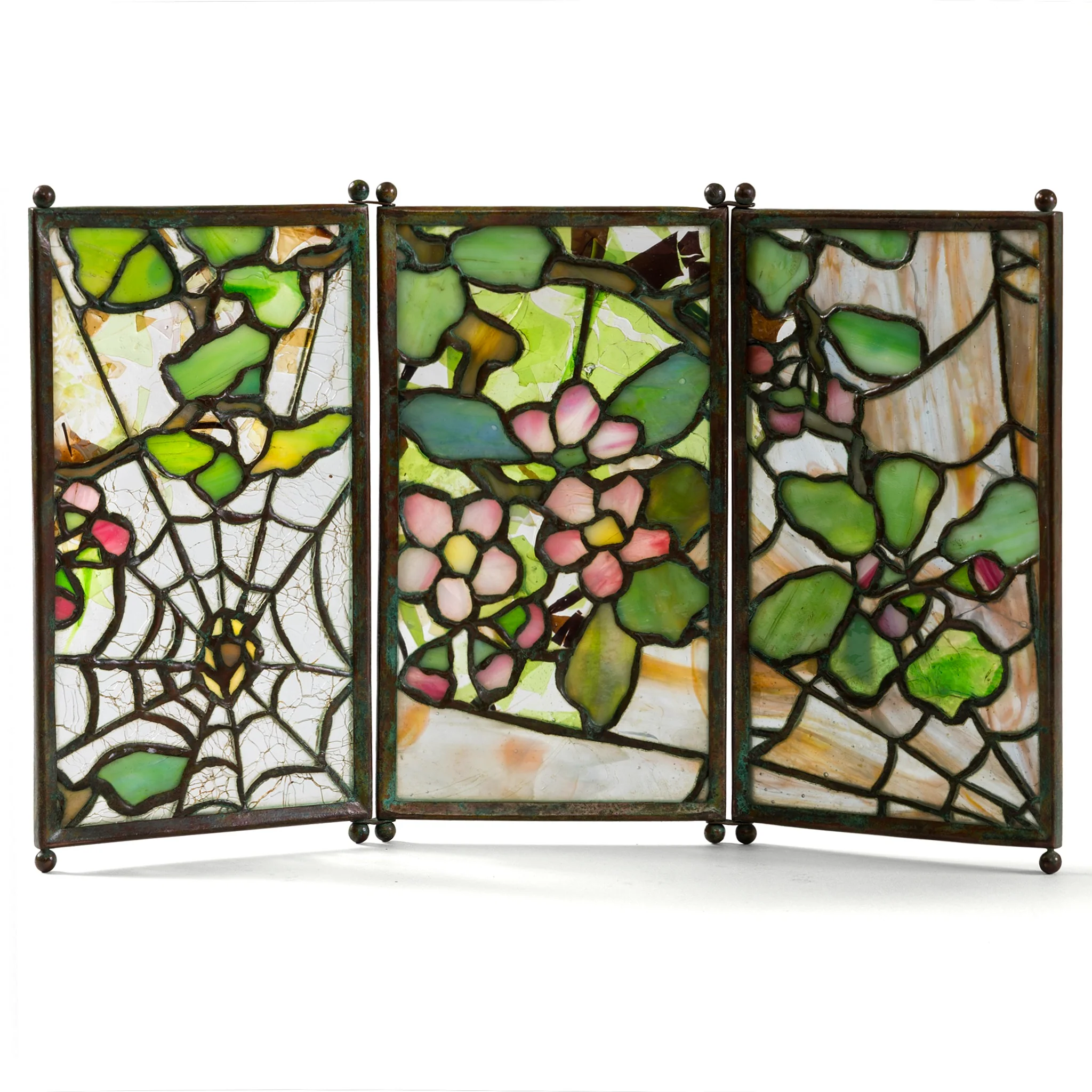 Tiffany Studios New York "Cobweb and Apple Blossom" Tea Screen - Image 6