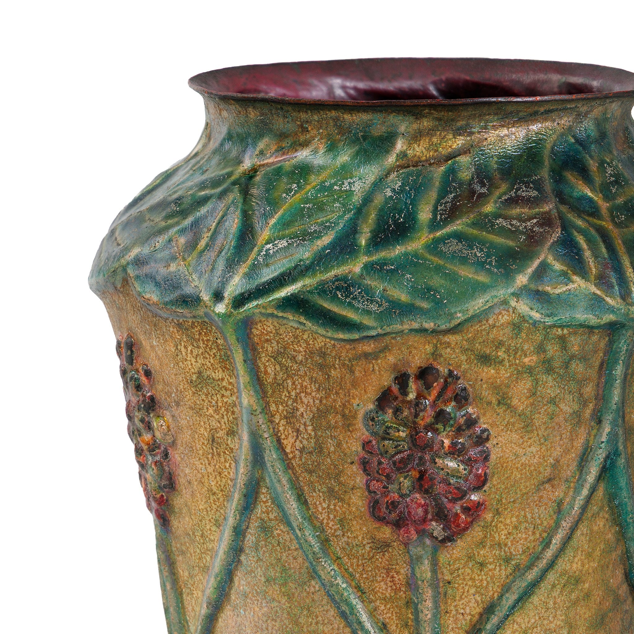 Tiffany Studios New York Copper and Enamel "Milkweed" Vase - Image 3