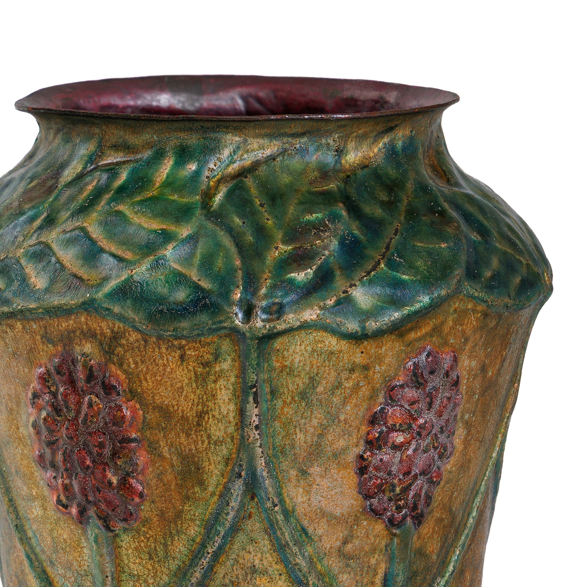 Tiffany Studios New York Copper and Enamel "Milkweed" Vase - Image 4