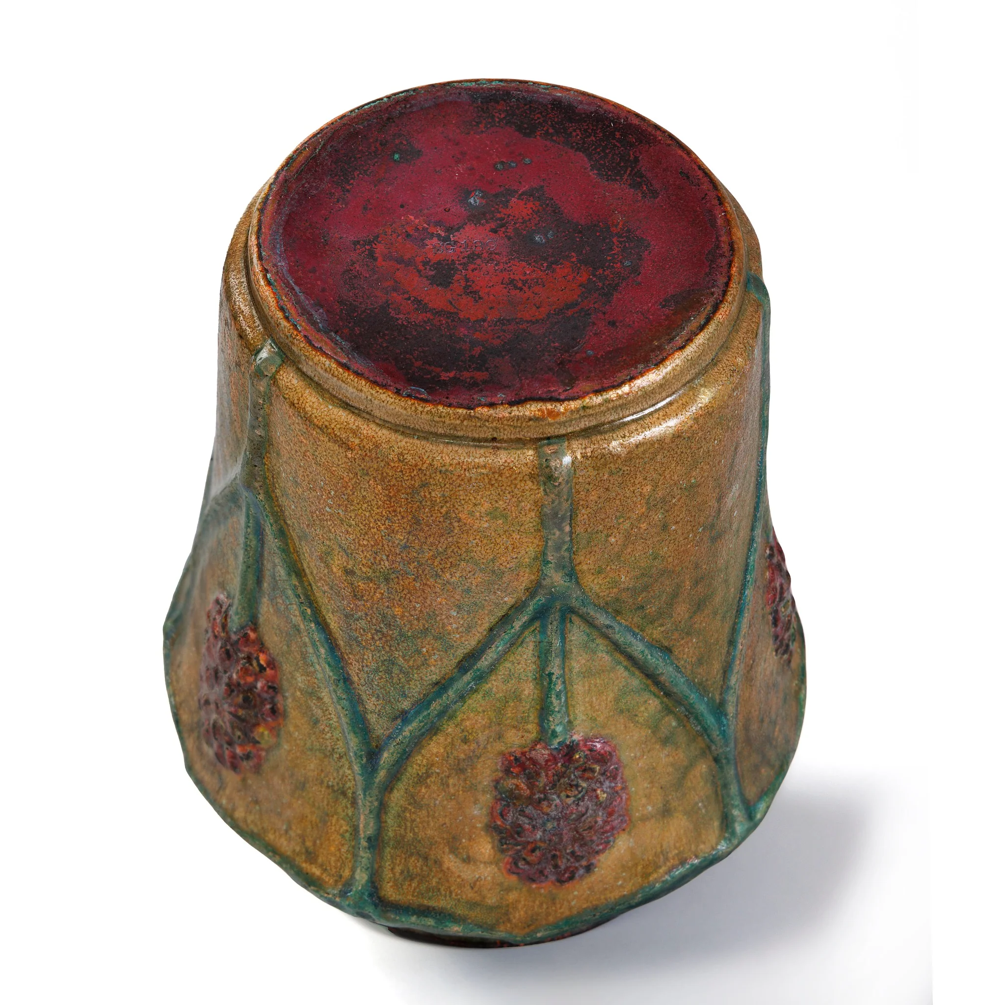 Tiffany Studios New York Copper and Enamel "Milkweed" Vase - Image 6