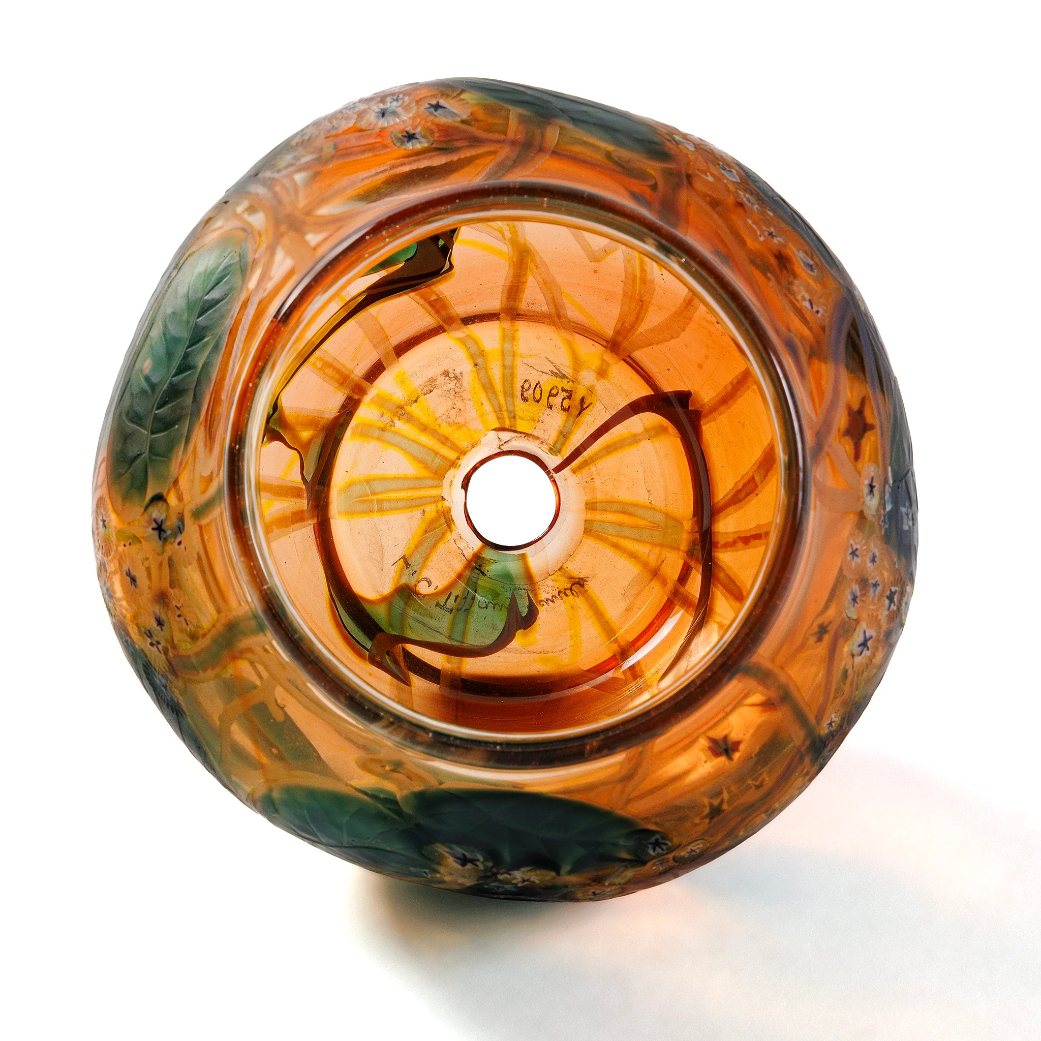 Tiffany Studios New York "Leaf & Vine" Wheel-Carved Favrile Glass Vase - Image 4