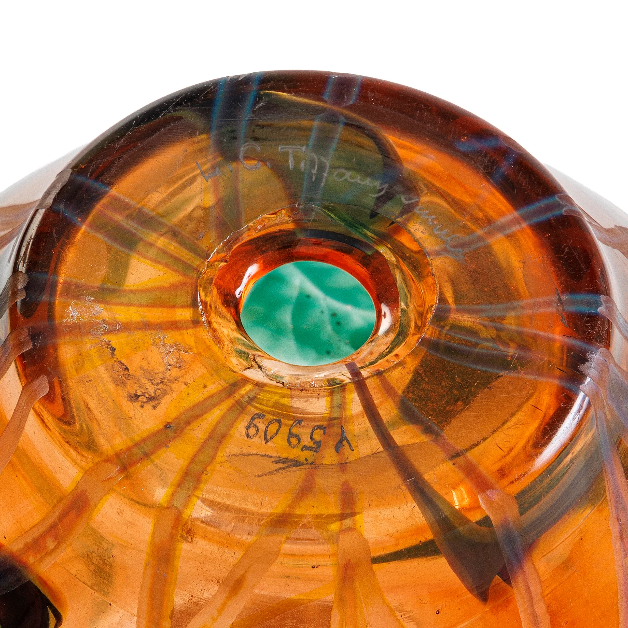 Tiffany Studios New York "Leaf & Vine" Wheel-Carved Favrile Glass Vase - Image 5