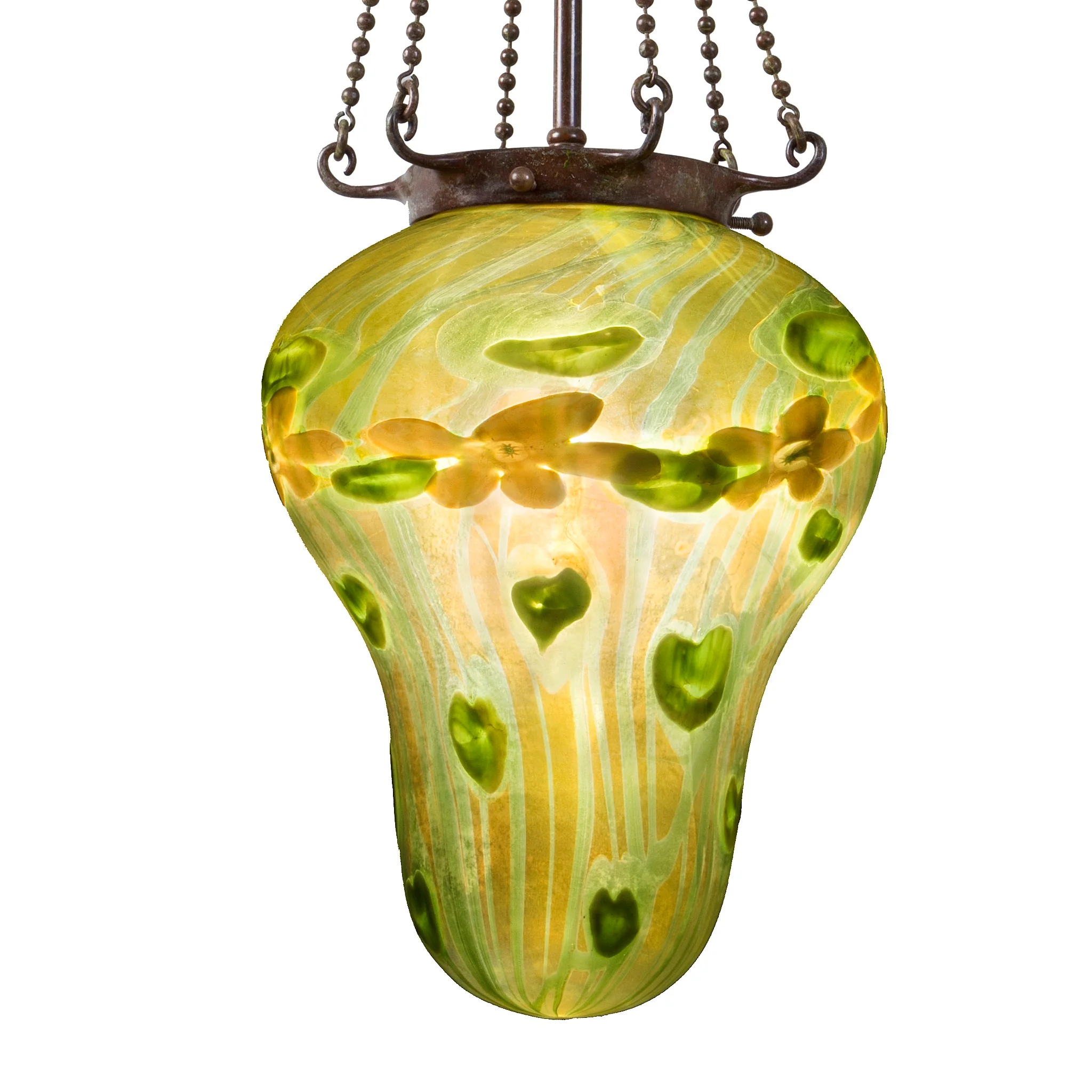 Tiffany Studios New York "Nasturtium" Favrile Stalactite Chandelier - Image 3