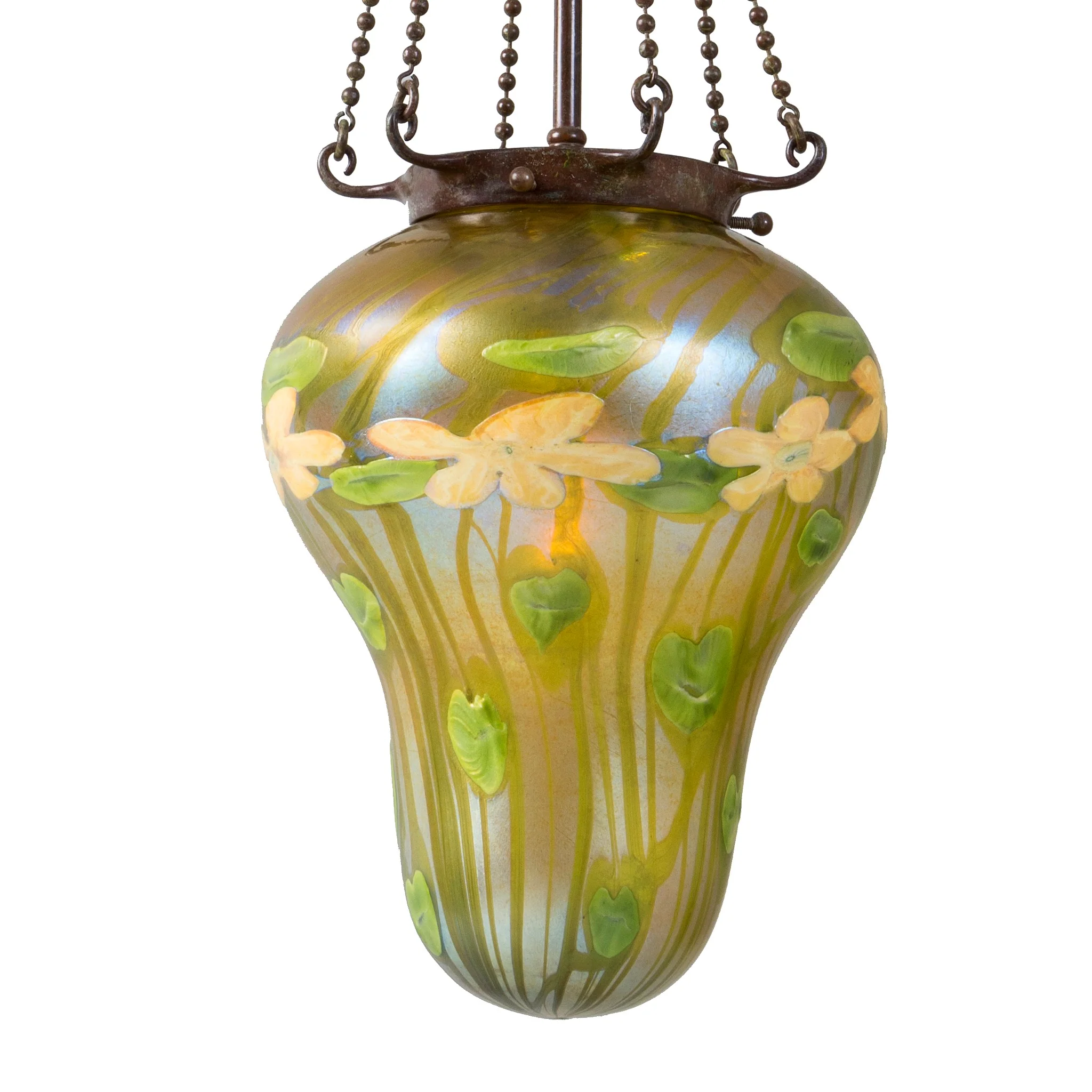 Tiffany Studios New York "Nasturtium" Favrile Stalactite Chandelier - Image 4