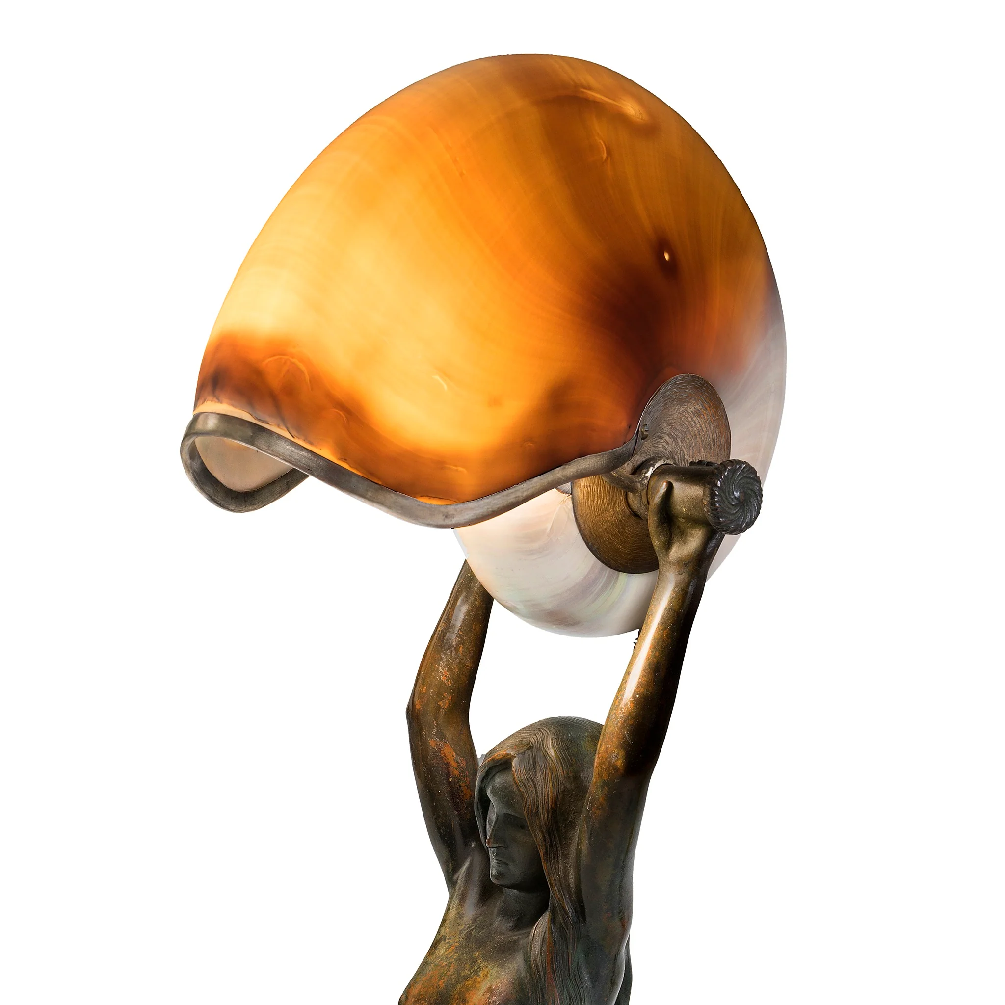 Tiffany Studios New York "Nautilus" Table Lamp With "Mermaid" Base - Image 3