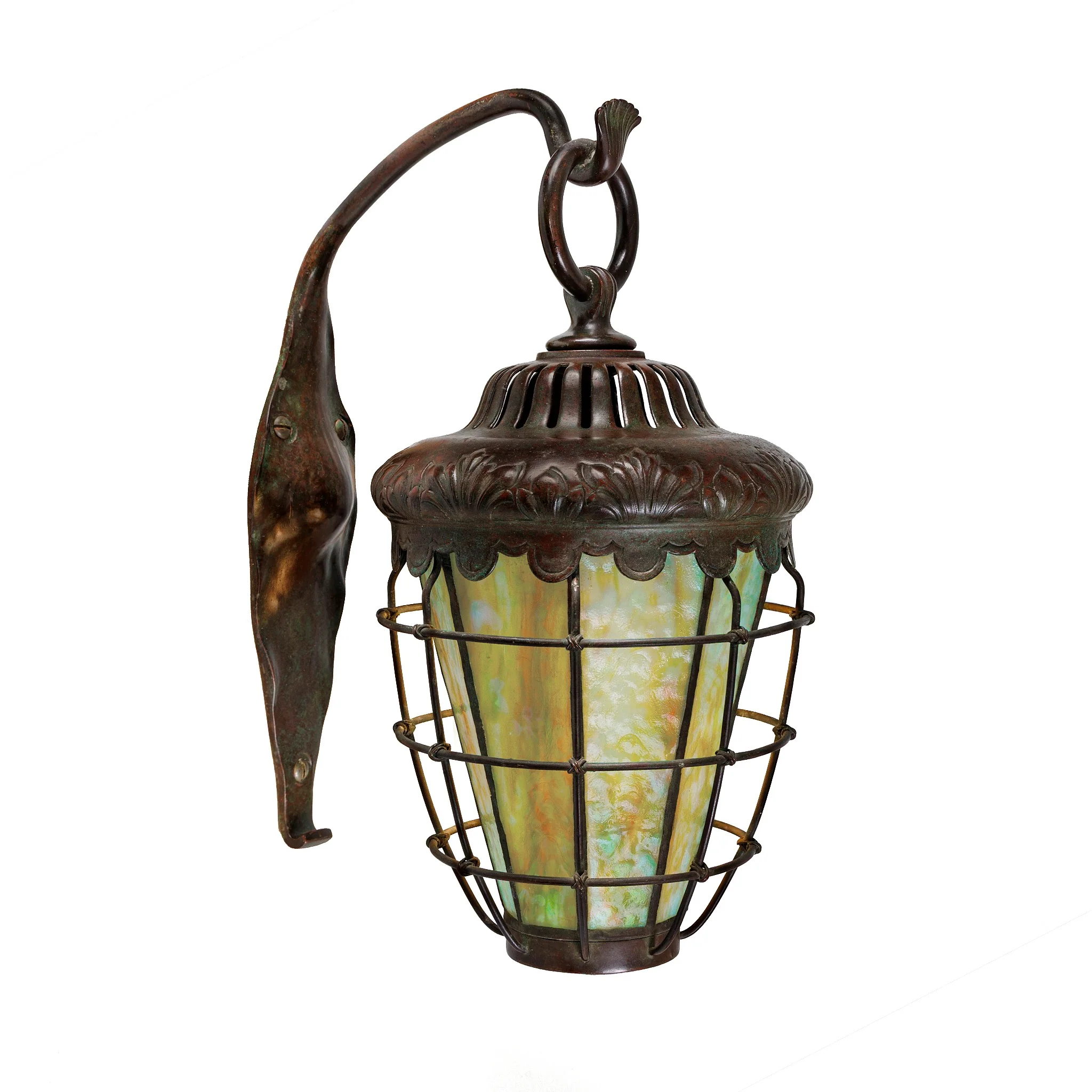Tiffany Studios New York Pair of "Caged Lantern" Sconces - Image 5