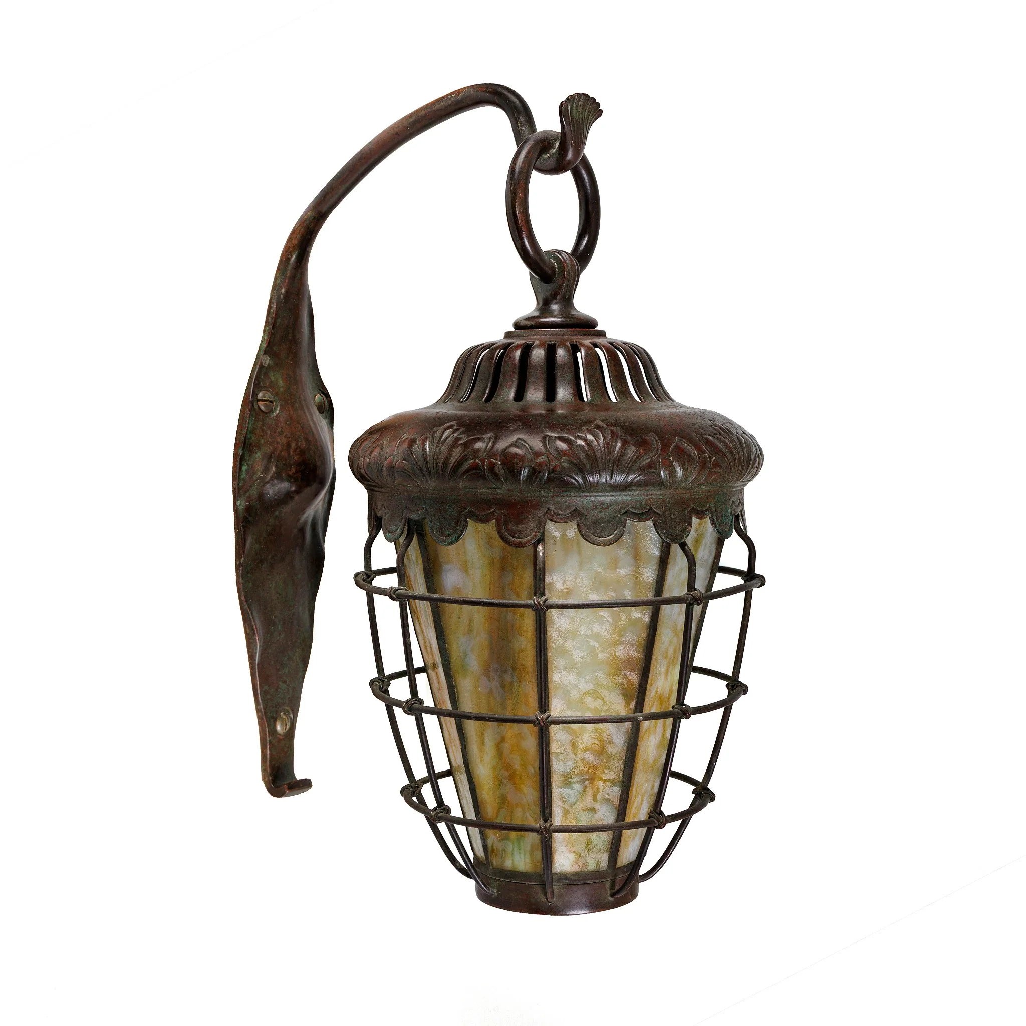 Tiffany Studios New York Pair of "Caged Lantern" Sconces - Image 6