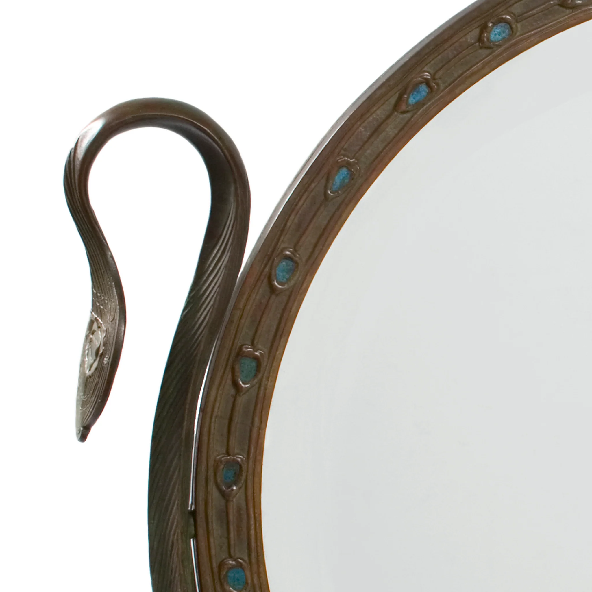 Tiffany Studios New York "Peacock" Favrile Glass and Bronze Mirror - Image 3