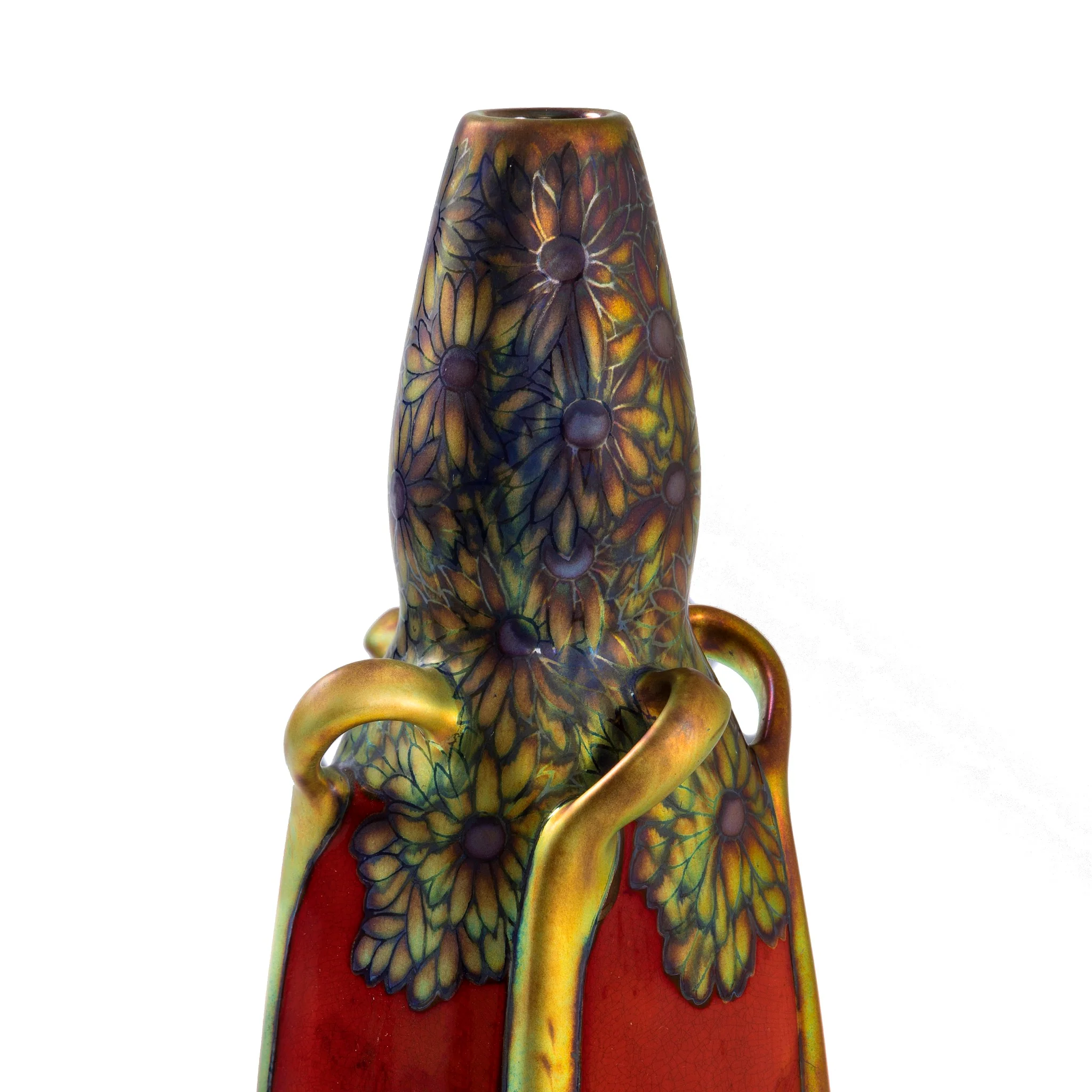 Zsolnay "Coneflower and Tree" Glazed Ceramic Vase - Image 5