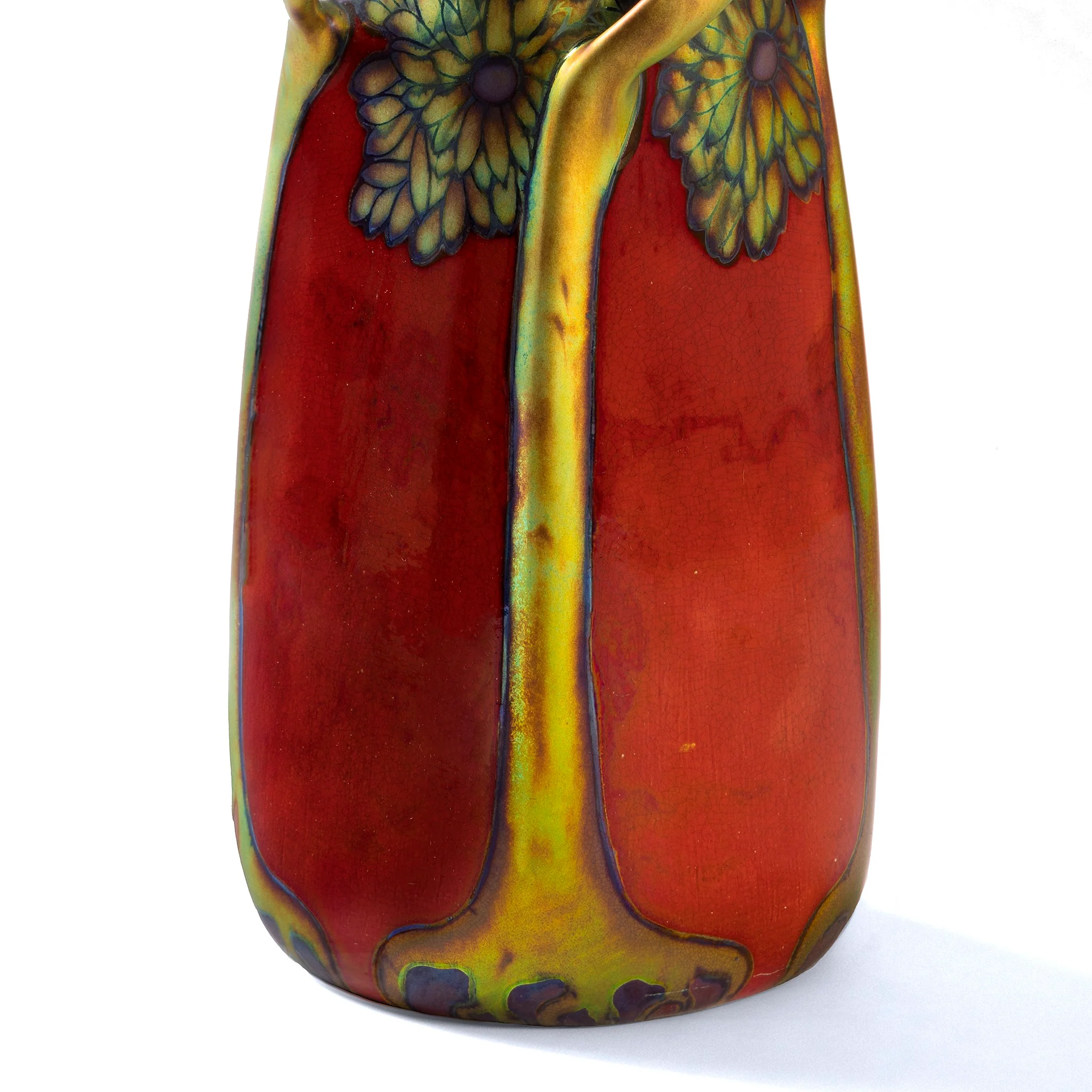 Zsolnay "Coneflower and Tree" Glazed Ceramic Vase - Image 6