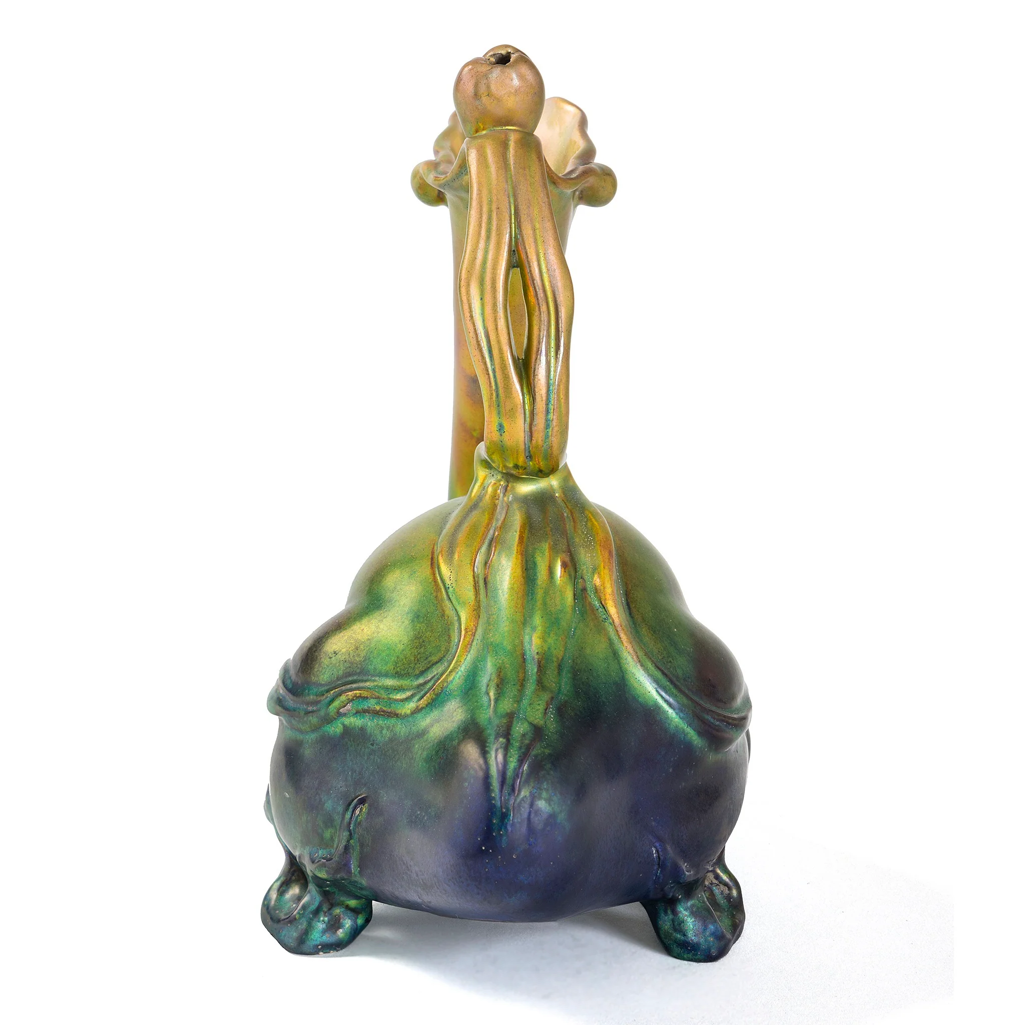 Zsolnay "Bird and Tulip" Glazed Ceramic Ewer - Image 3