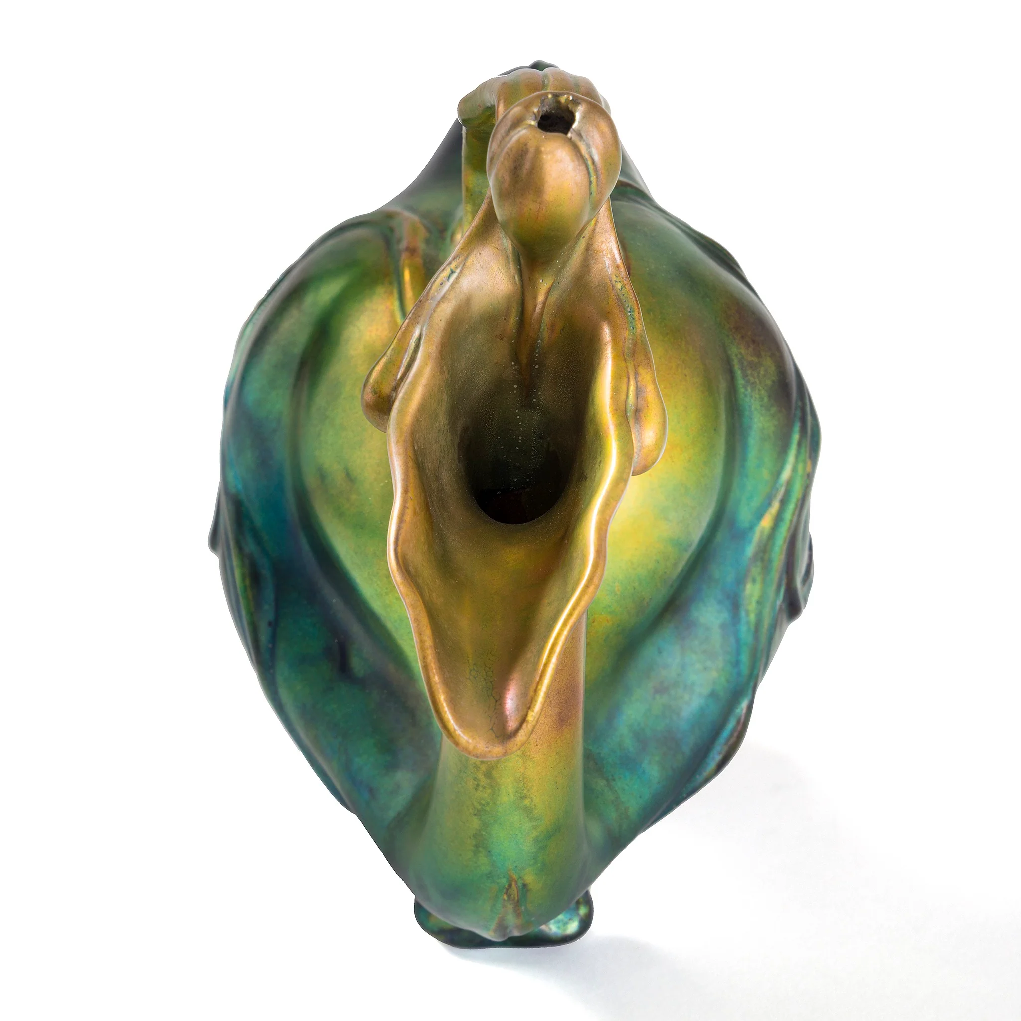 Zsolnay "Bird and Tulip" Glazed Ceramic Ewer - Image 4