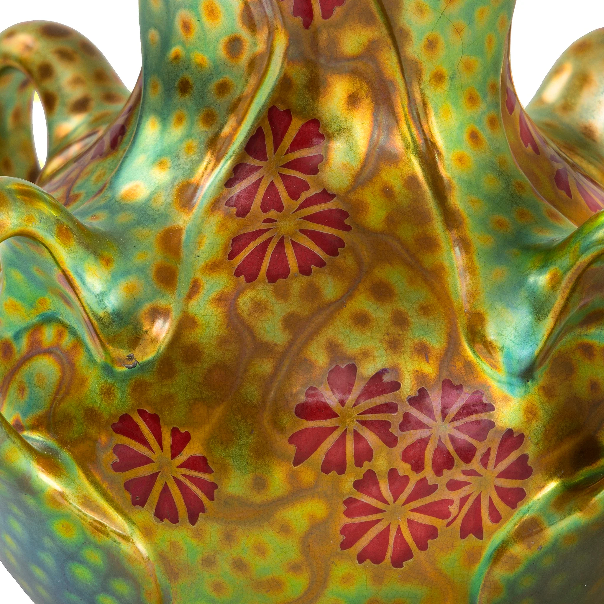 Zsolnay "Japanese Cosmos" Glazed Ceramic Vase - Image 3